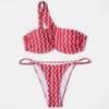 Yi Yong Oumei One-Shoulder Wave Print Bikini