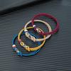 Navy Blue Braided Rope Bracelet Stainless Steel Double Push Carabiner Clasp Survival Bracelet for Men Women Couple Gifts