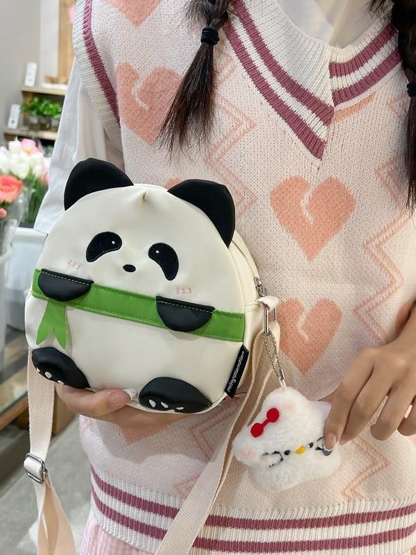 Panda Cartoon Small Shoulder Bag With Nylon Material For Daily Casual Use