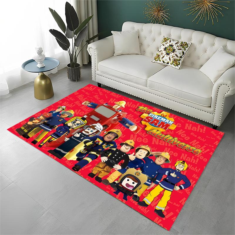 Cartoon Fireman Sam Non-Slip Area Rug for Living Room,Bedroom,Playroom,Soft Carpet Floor Mat Home Decor Rug Kids Room Gift