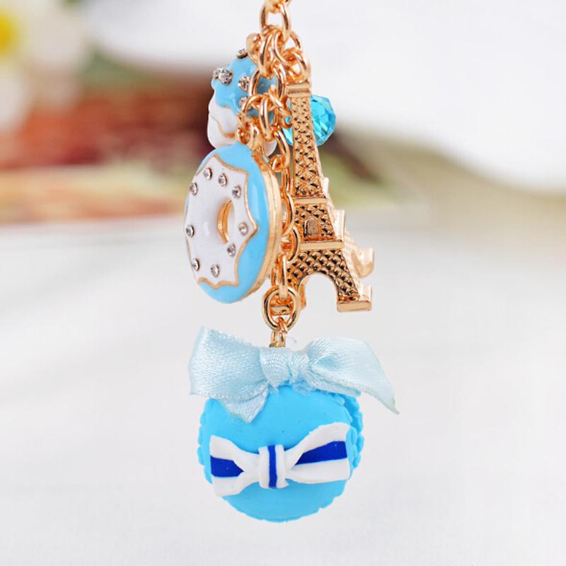 France Paris Cute Macaroon Effiel Tower Macarons Colorful Bag Pendant Car Charm Key Holder Bag Charm