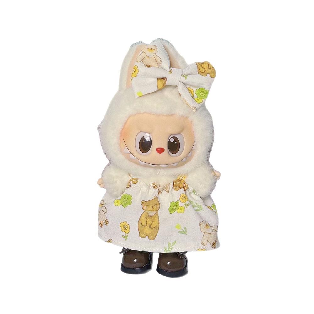 Miniature Dress Bow Suit for 17cm Labubu Dolls Cute DIY Doll Clothes Fashion Accessories Lovely Outfit Gifts for Girls Friends