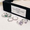 The Same Color Treasure Open Ring Light Luxury High Sense Imitation Opal Emerald Purple Zircon Ring Female