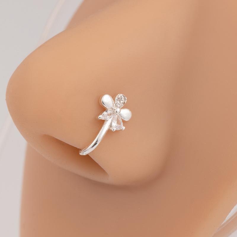 No Perforation Nose Ring Simple Gold Silver U-Shaped Nose Clip Butterfly Love Snowflake Diamond Nose Decoration Cartilage Clip