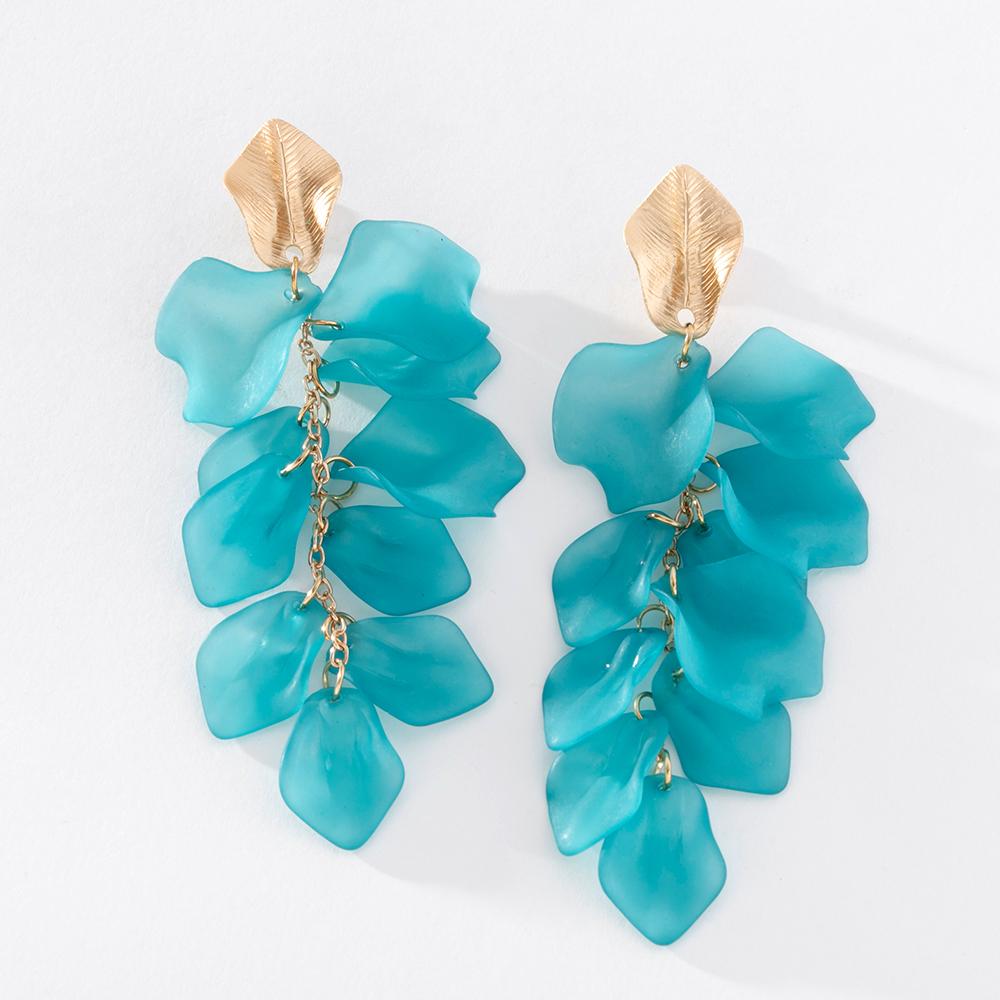 

Pinkdudu модные 4 цвета акриловые серьги-капли с лепестками роз романтические очаровательные висячие серьги с цветком для женщин ювелирные изделия PD1246 синий