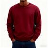 European Classic 2025 Solid Color Men's Loose Hoodie - Simple Round Neck, Autumn/Winter Long Sleeve T-Shirt