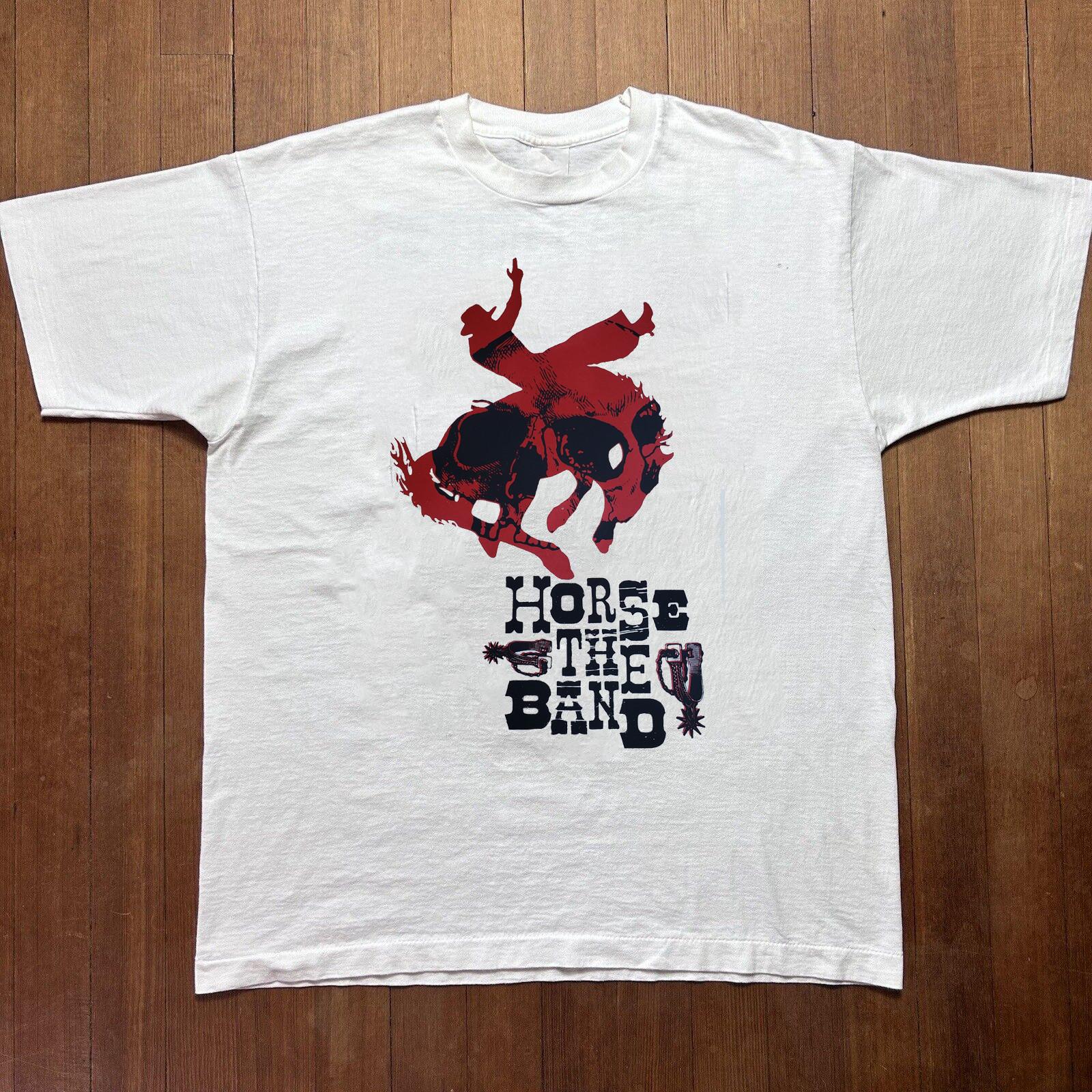 Horse the Band Music On Stage White T-Shirt Cotton All Size 2XL