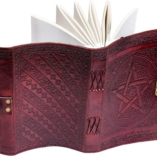 Leather Diary with Embossed and Designed, Suitable for Sketchbook, Scrapbook, Drawing, 17.78cm