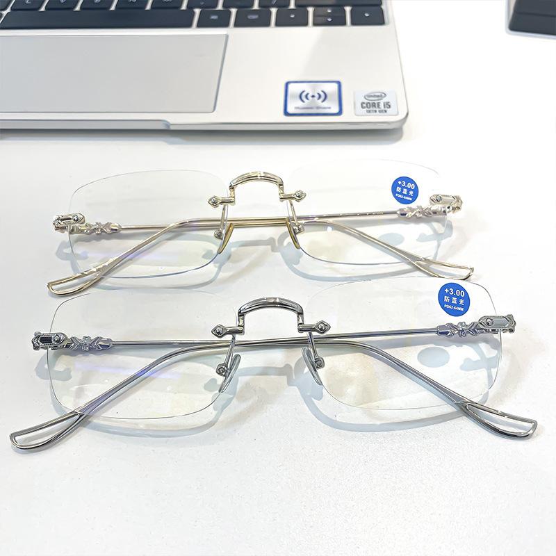 Ultra Light Metal Frameless Presbyopia Glasses for Women Anti Blue Light Reading Glasses High-definition