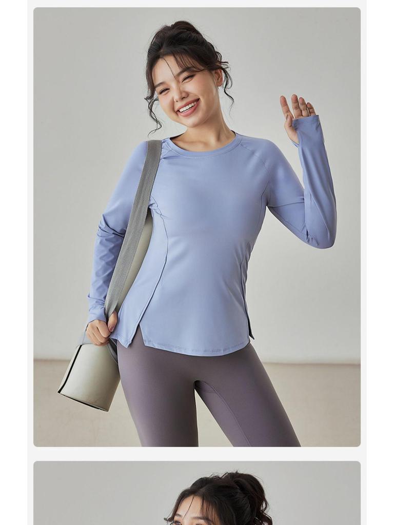 Women's Plus Size Long Sleeve Quick-Dry Yoga Top