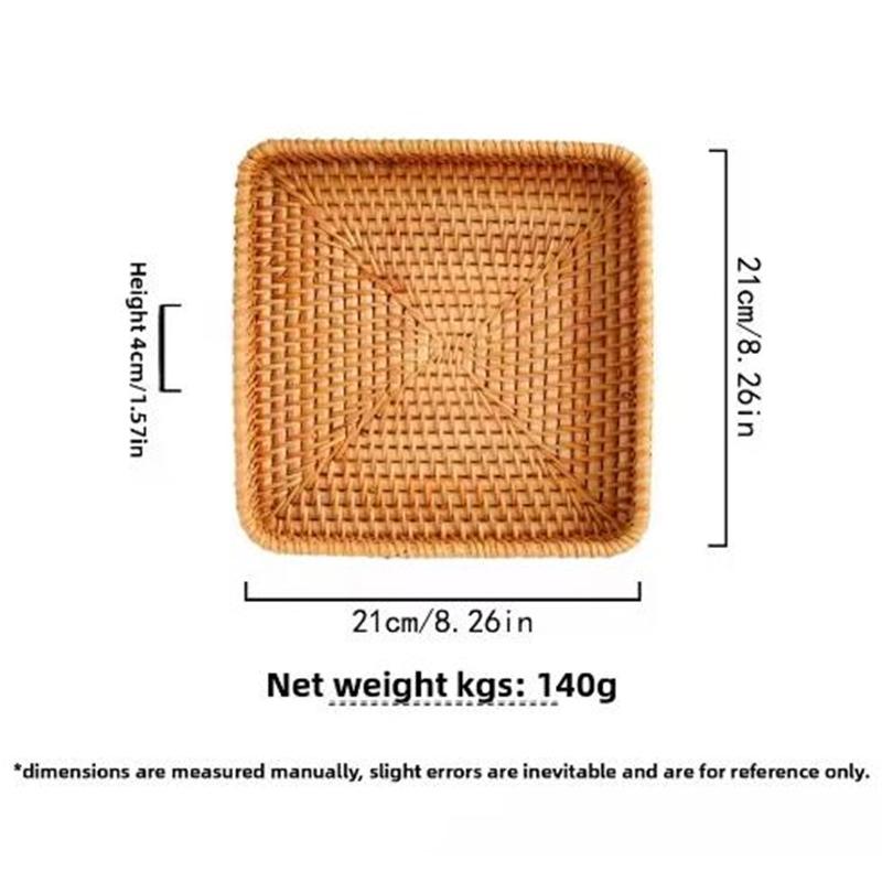 Rattan Serving Tray, Rectangle Basket Wicker Storage and Organizing Baskets, Natural Decorative Woven Tray for Home Decor