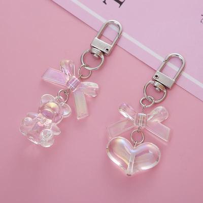 3D Cartoon Bear Heart Keychain & Earphone Case Charm