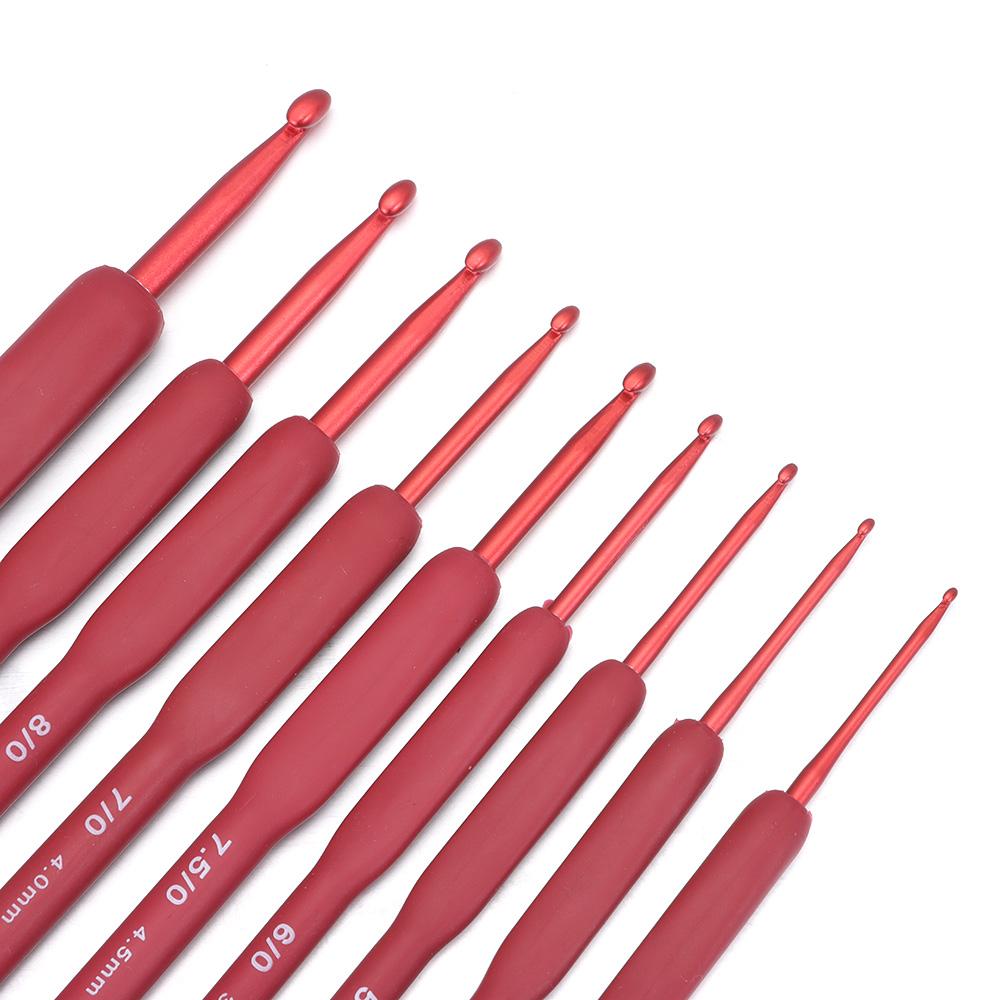 1 set/9 pcs Soft Grip DIY Ergonomic Handle Knitting Needles Craft Tools Crochet Hooks Weave Yarn