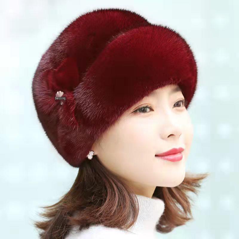 Women's Winter Faux Fur Fedora Hat - Fashionable, Warm Leather Head Wrap for Middle-Aged & Elderly