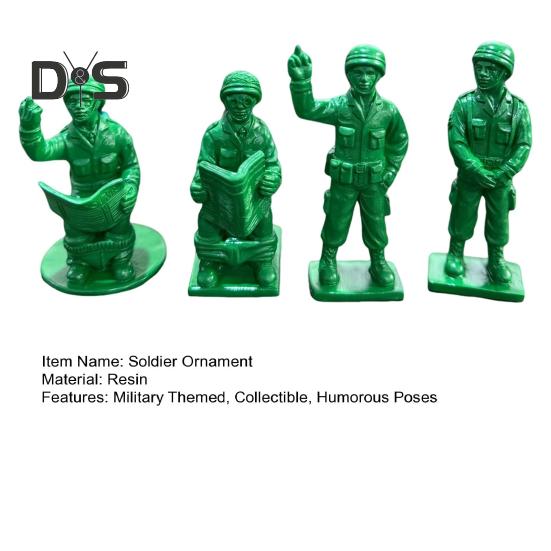 4 Pcs Green Military Man Statue Miniature Soldier Figurines Collectible Soldier Ornament for Desk Decorations Military Themed Parties