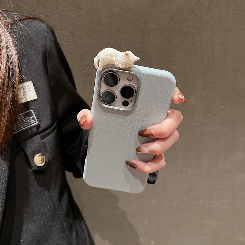 Cute 3D Cat Lichee Pattern Silicone Phone Case For iPhone 15 16 11 12 13 14 Pro Max X XS XR 7 8 16 Plus Metal Photo Frame Cover