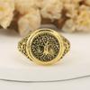 Vintage Geometric Hollow Tree Of Life Ring Unique Niche Design Personality Finger Band Fashion Jewelry Accessory