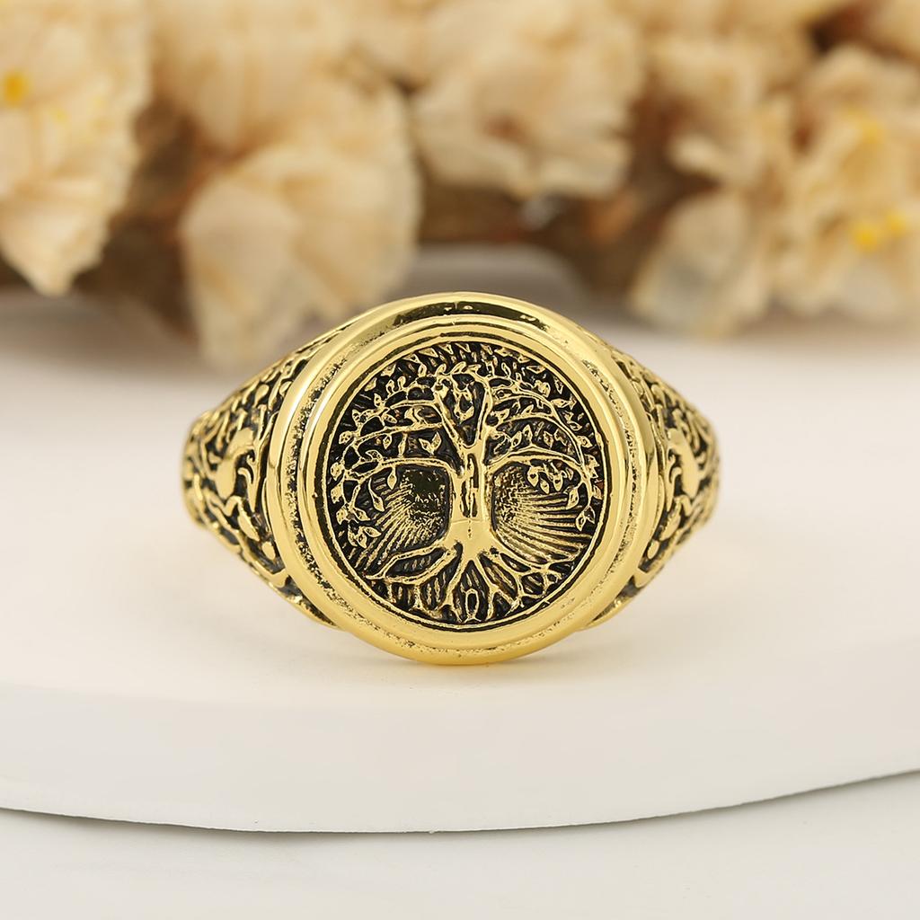 Vintage Geometric Hollow Tree Of Life Ring Unique Niche Design Personality Finger Band Fashion Jewelry Accessory