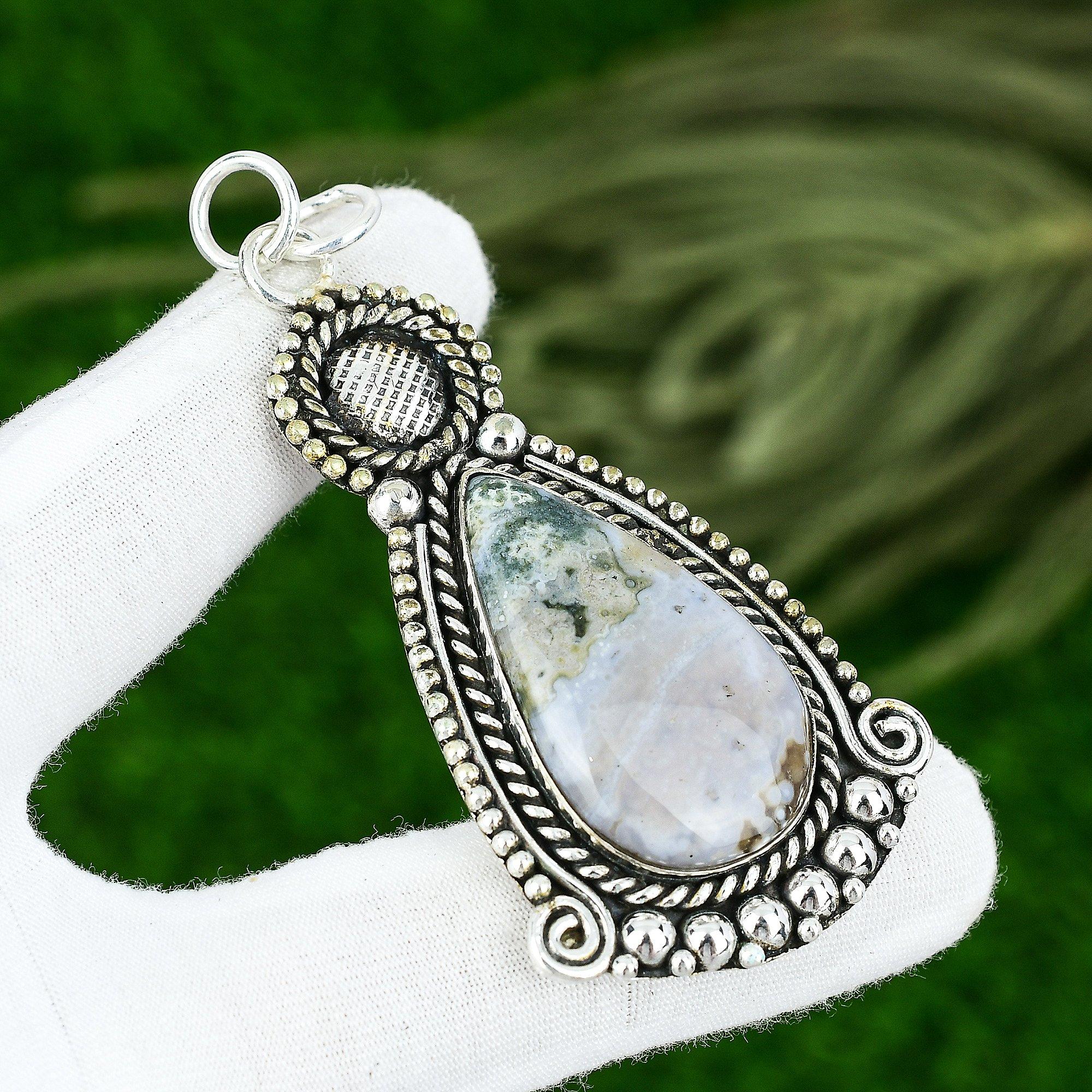 

Ocean Jasper Gemstone Anniversary Trendy Handmade Pendant 925 Sterling Silver