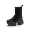 Black Stretch Boots Autumn New Inner Height Increase Breathable High Heel Short Boots Thin Boots Women's Socks Boots