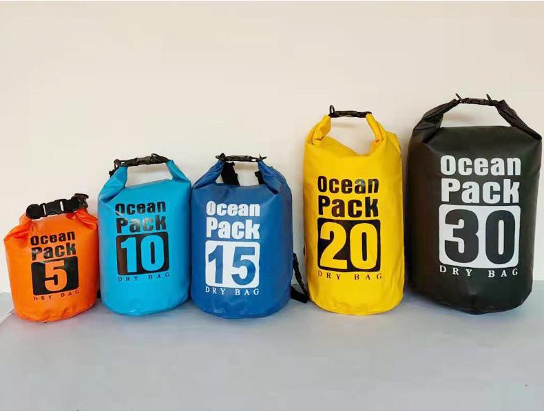 Waterproof Outdoor Sports Dry Bag: Single/Double Shoulder, PVC Thickened Mesh, Lightweight for Beach, Rafting & Swimming.