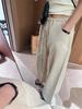 Women's Spring 2026 Ramie Cotton-Linen Wide-Leg Pants with Elastic Waist and Drawstring – Old Money Style, Relaxed Fit