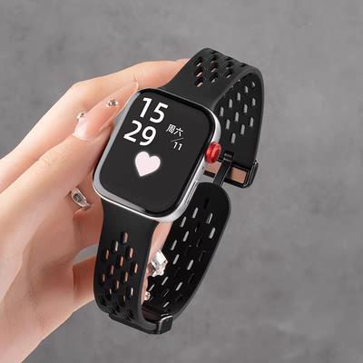 Bracelet en Silicone pour Apple Watch 49mm 46mm 45mm 44mm 42mm 40/41mm Magnétique Correa iWatch Series 10 9 8 7 6 5 4 Ultra