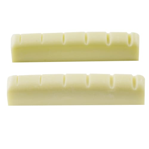 Musiclily Pro 44mm Urea Resin Plastic Pre-Grooved Nuts for Gibson-Style 6-String Les Paul Guitars, Flat Bottom, Ivory (Set of 2)