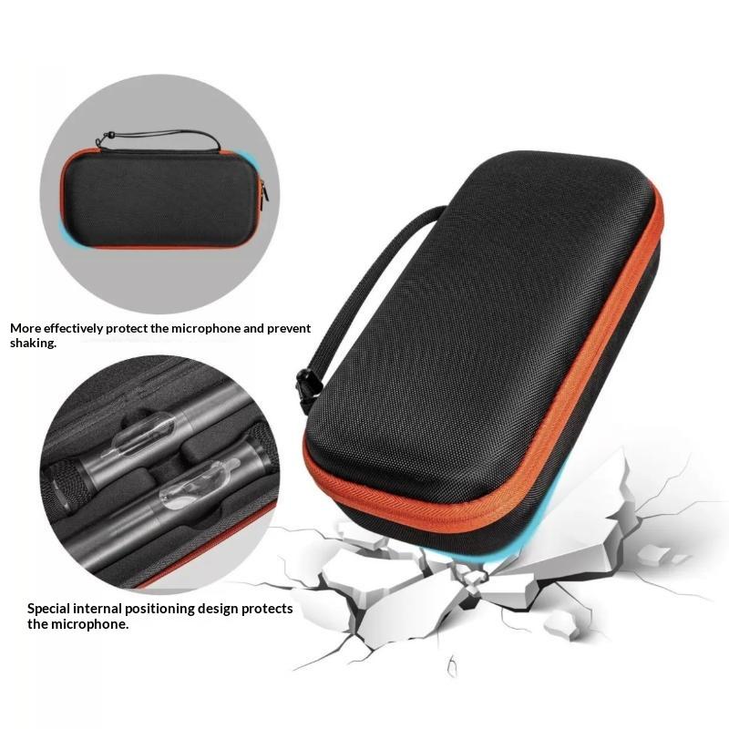 Hard EVA Microphone Carrying Case Shockproof Lightweight with Mesh Pocket for Outdoor Live Recording Vlog Shooting
