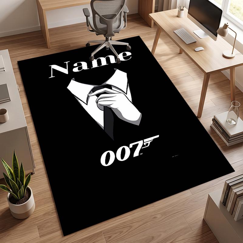 007 (1) Personalized Name Office Carpet Stylish Decor for Living Room Bedroom Kitchen