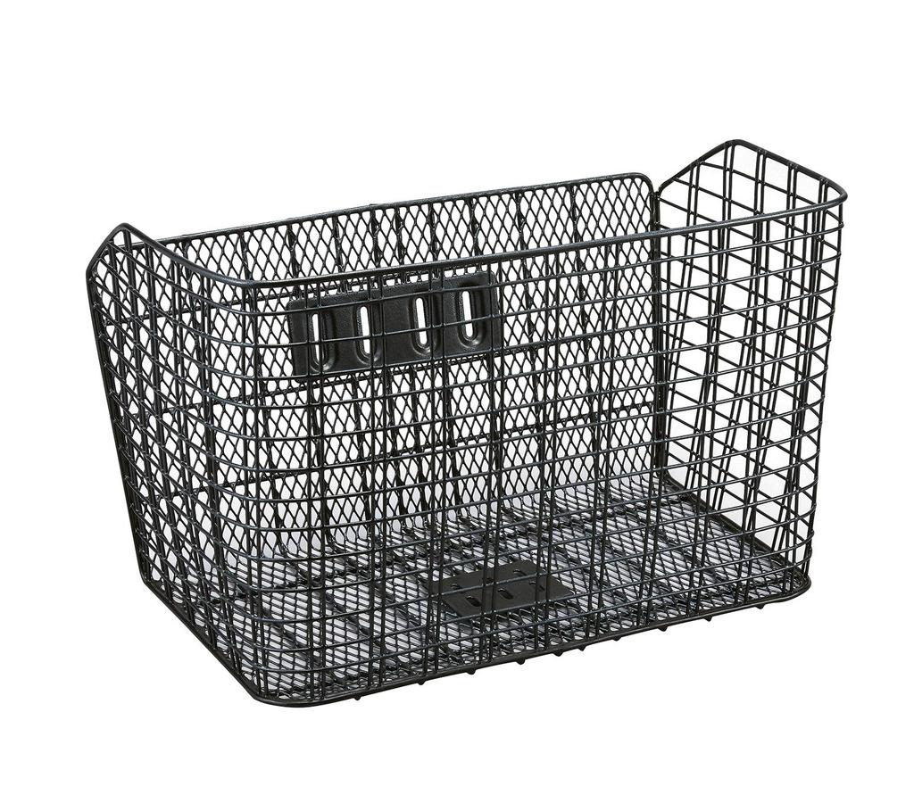 Sentan (Sentan Industries) Bicycle Front Basket with Mesh Wire Bottom and Mounting Brackets, GH-C430, Black Metal