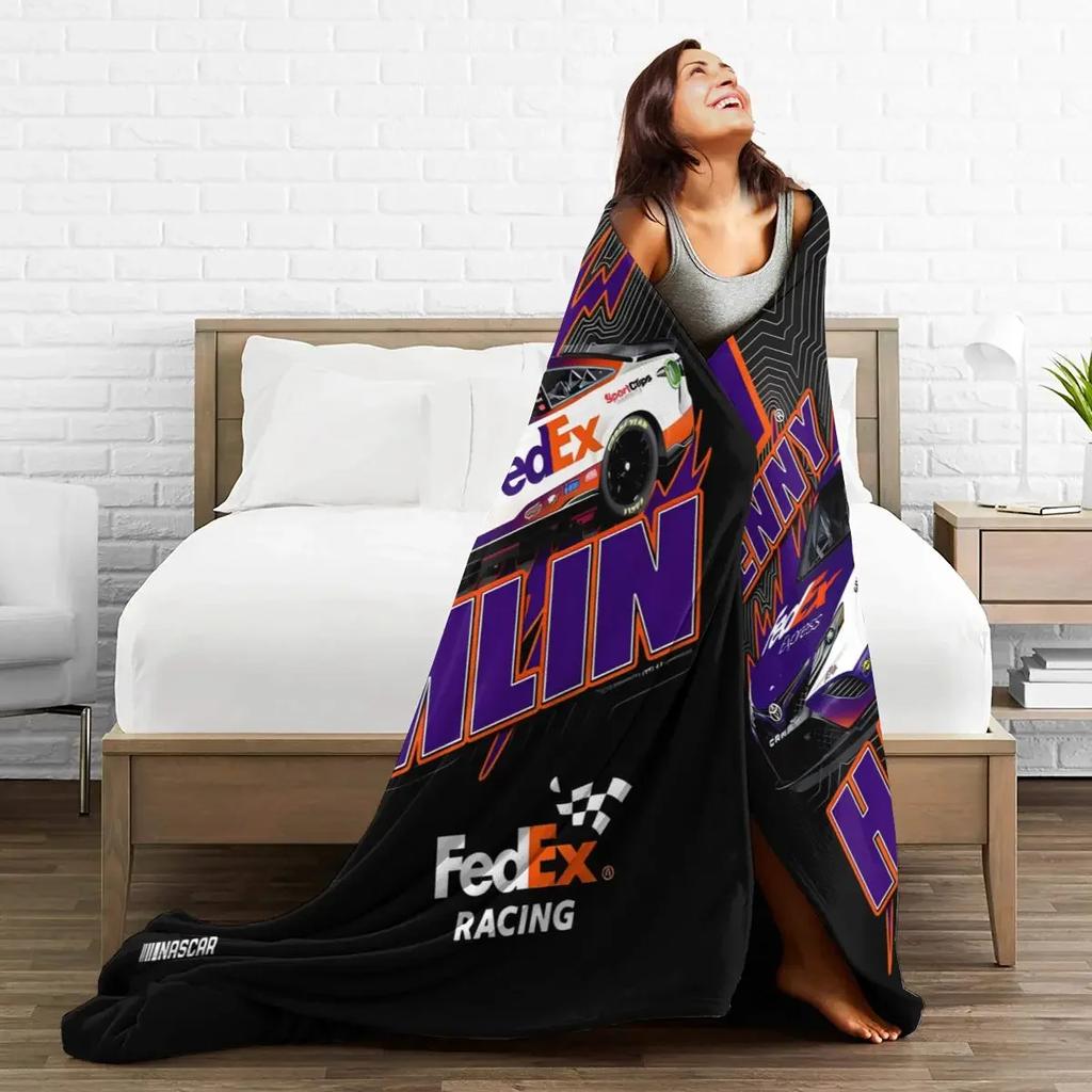 Denny Hamlin 11 All Season Fleece Blanket Throw Ultra Soft Flannel Blanket Digital Printed Premium Fluffy Microfiber Fleece