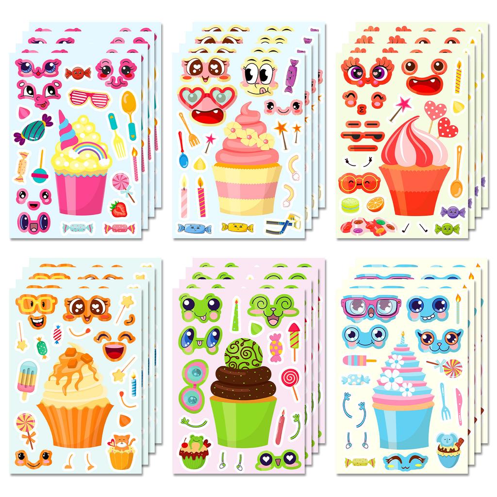 6 Photos/paste Cake Face Change Stickers for Children's Fun Sweet Ice Cream Cake Puzzle