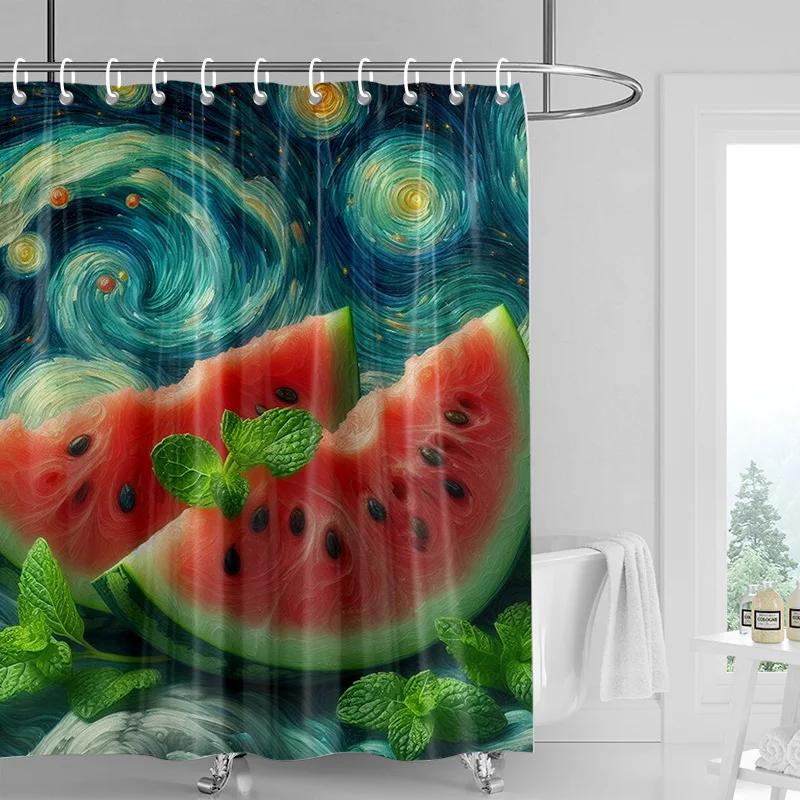 Juicy Watermelon Shower Curtain - Waterproof & Anti-Mold Fabric With Summer Fresh Pattern