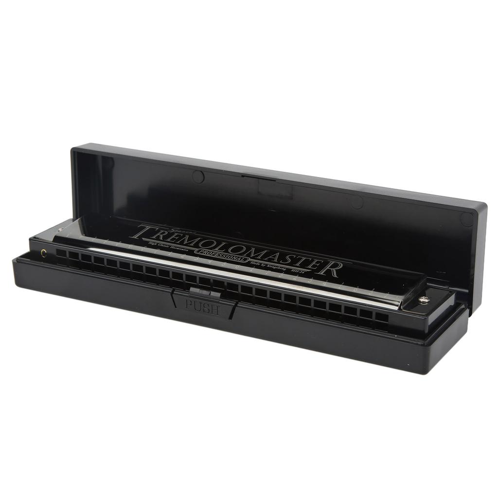 Harmonica 24 Holes Key of C Mouth Organ Instrument Toy with Case for Beginner Kid Adult