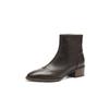 Krazing Pot Sheepskin Winter Round Toe Chelsea Boots Med Heels Zipper Carving Decoration Women Ankle Boots