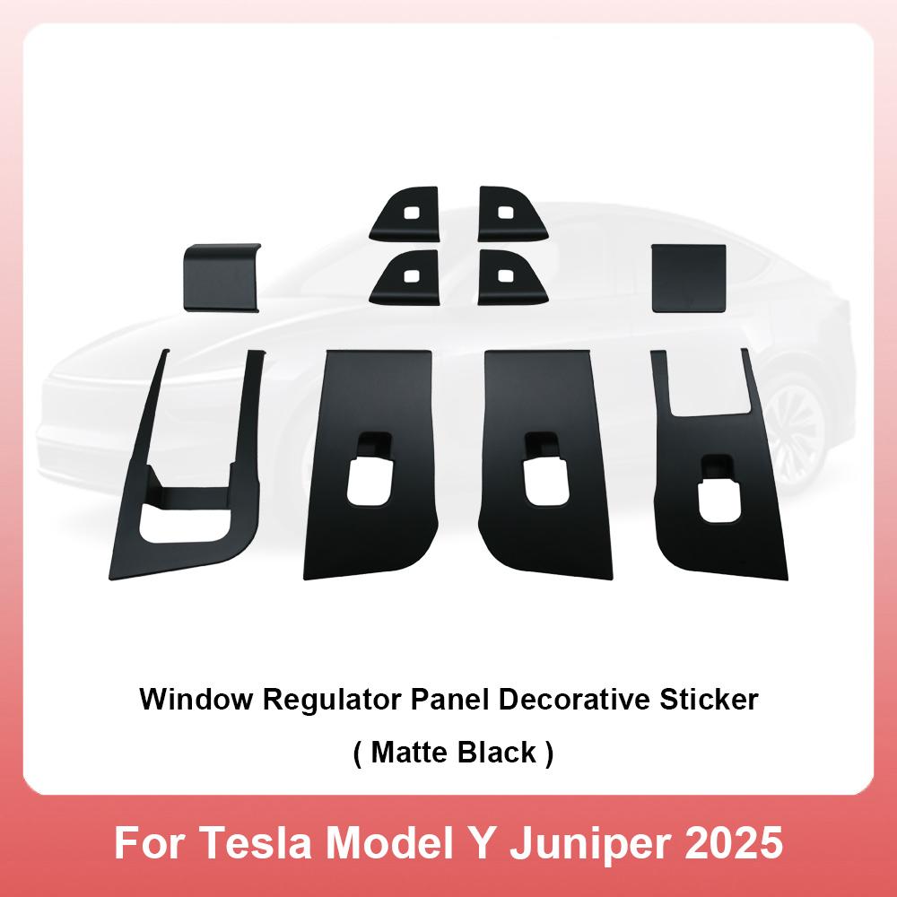 For Tesla Model Y Juniper 2025 Window Switch Lifter Panel Trim Sticker Door Window Control Tuning Switch Button Decor Sticker матовый черный