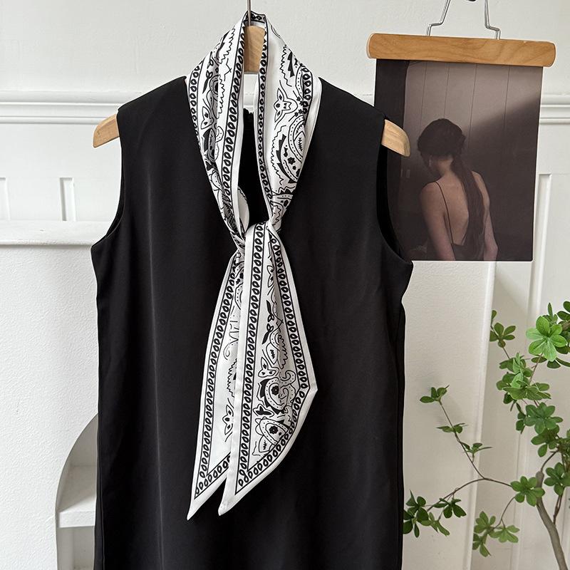 

Silk scarf atmosphere, new long silk scarf, streamer, women s high-end sense, matching shirt, small scarf, headscarf, headband.