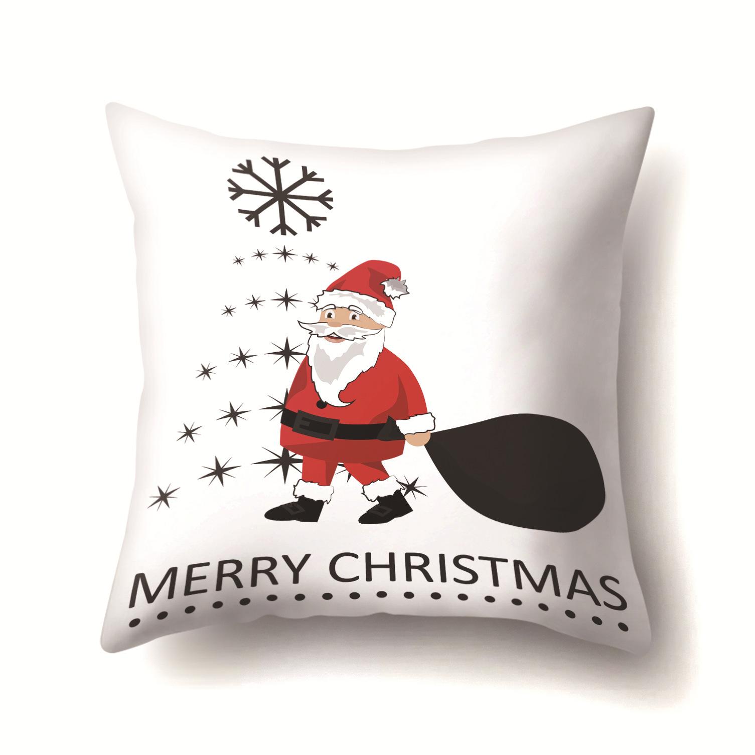 

European And American Christmas Santa Claus Christmas Tree Creative Polyester Pillow Case Fashion Home Pillow Case Quality 45 * 45 without pillow core
