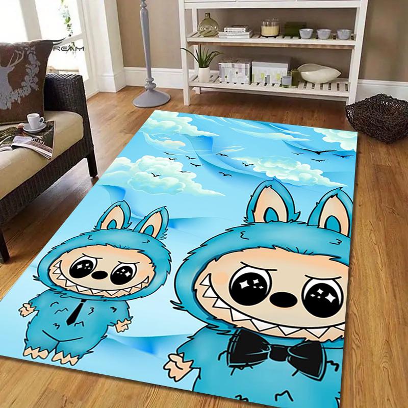 Rabbit Friends Style Crystal Velvet Rug, Soft Anti‑Slip Crystal Velvet Carpet for Living Room Bedroom Home Decor