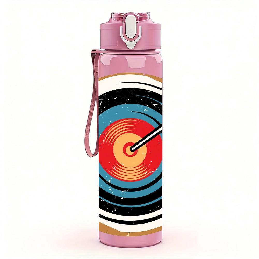 1PC Archery Target Circle Art Print 750ml Color Plastic Sports Water Bottle Leakproof Flip Straw Lid Suitable for Sports Office Home Use