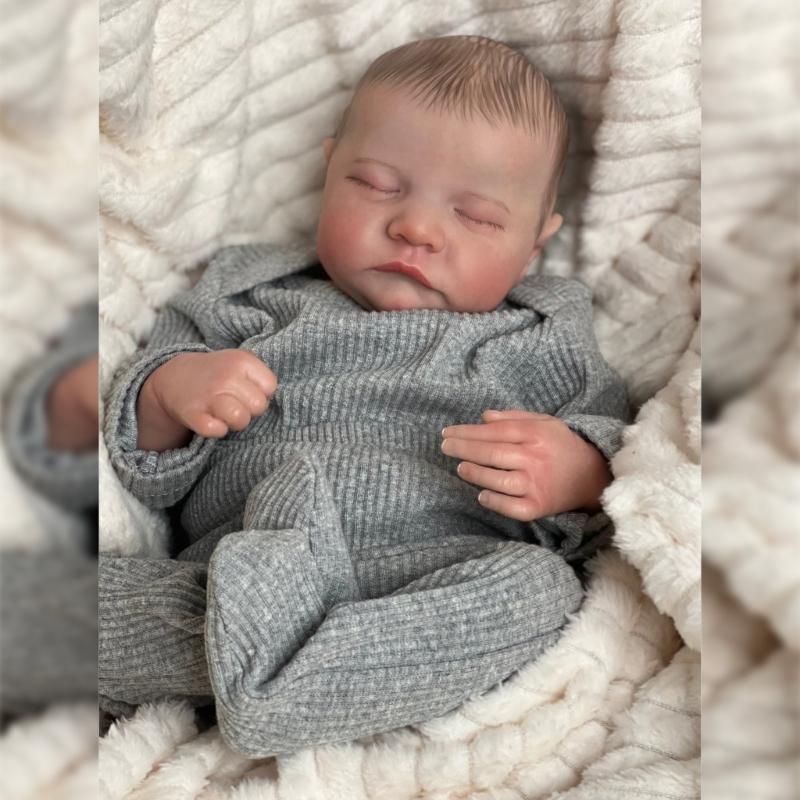 Realistic Reborns Newborn Baby 19Inch Sleeping Infant Doll Silicone/Cloth Body Baby with Clothes and Accessory Gift Set