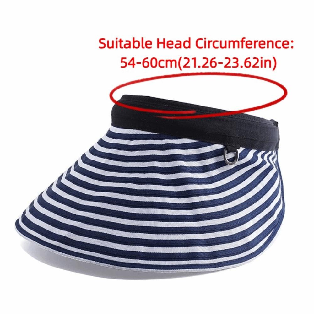 Foldable Stripe Empty Top Hat UV Protection Wide Brim Striped Headband Lightweight Breathable Sun Protection Cap Sports Events