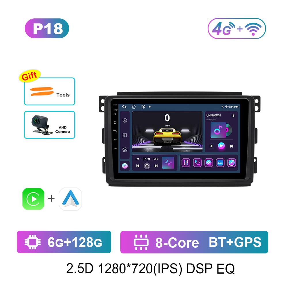 HD Screen Android Car Radio Multimedia Video Player for Smart Fortwo 451 2005 - 2010 GPS Navi 4G WiFi Bluetooth DSP Stereo