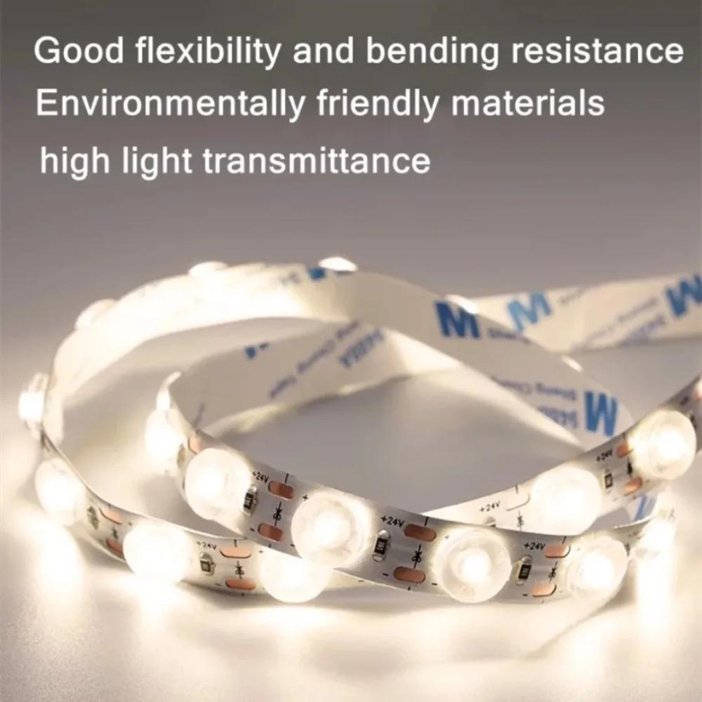 24V LED Strip Light 12mm 48LEDs/M Flexible Rope Light SMD with Lens Self-Adhesive Tape for Bedroom Mirror DIY Home Decoration