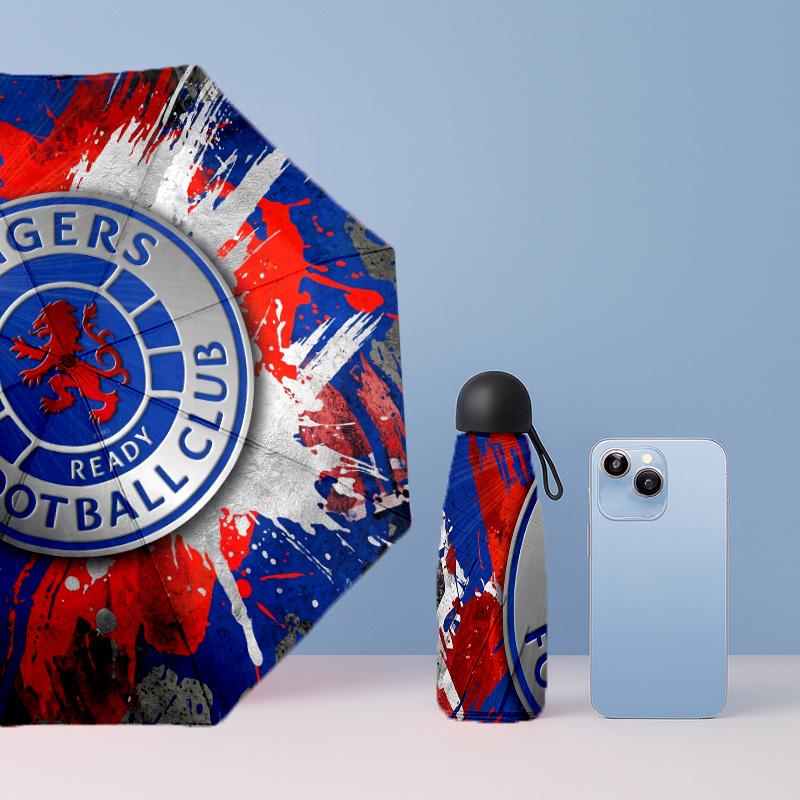 Rangers FC Mini 5 Fold Pocket Umbrella Compact Lightweight Anti UV Rain Sun Protection Umbrella Portable Travel Umbrella