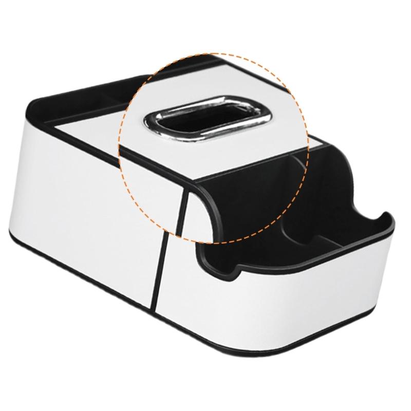 Car Interior Storage Box Leather Organizer Tray Car Center Console Armrest Extra Storage Box Tissue Holder 2 Cup Holders