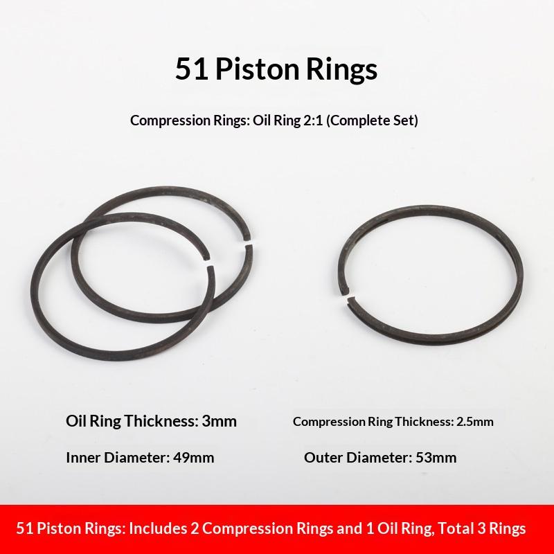 1/3 Pezzi Diametro Cilindro 42/47/48/51/55/65/70Mm Set Anelli Pistone Compressore d'Aria Compressori d'Aria Pompe d'Aria Parti Pneumatiche