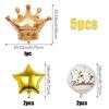 5pcs Crown Theme PE Decorative Balloon Set, Crown Shape Balloon, Happy Birthday Aluminum Foil Balloon Party Supplies