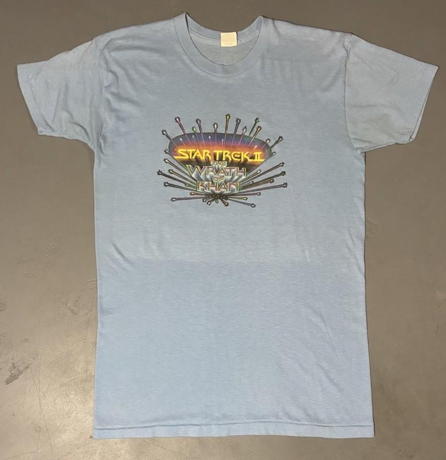 Vintage 80s Star Trek II Wrath Of Khan Movie Promo t Shirt Blue Size XL XXL